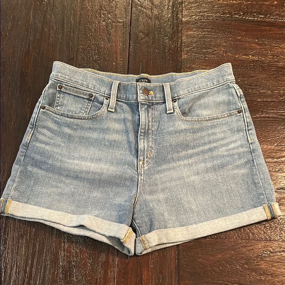 J. Crew Blue Jean Shorts High-Waisted Cuffed- 3.5”